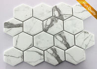 White Cararra Marble Mosaic Tile Fish Bone Shaped 31 X 98 X 6 mm Chip Size