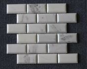 Prostokątne cegły biały marmur mozaiki płytki podłogowe, nowoczesne kamienne mozaiki łazienka płytki