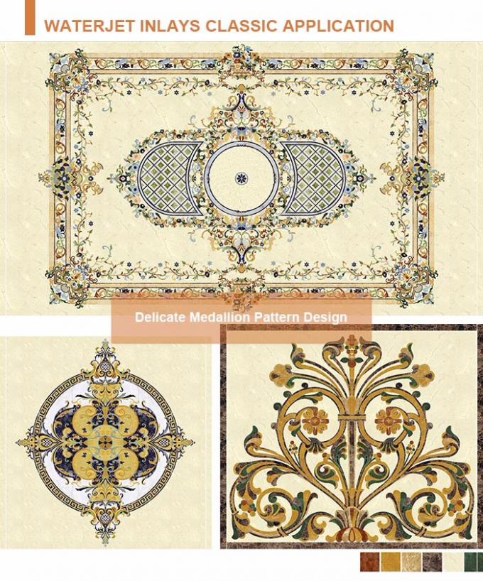 Wnętrza pokoi Chateau projektują prostokątne wzory marmurowych podłóg z medalionów