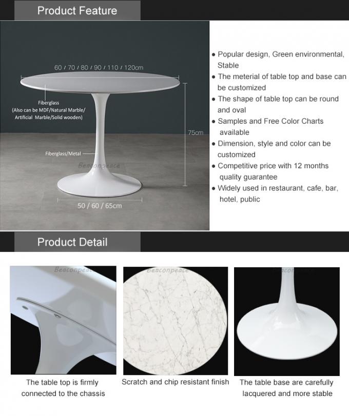 Biały marmurowy stół jadalny z metalową podstawą do salonu